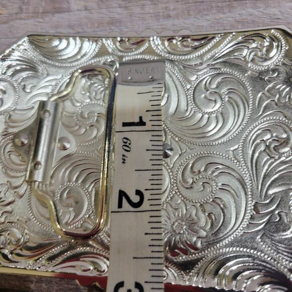 Centenario Cowboy Belt Buckle Western Hebilla Rodeo Silver Rosetone Coin - Picture 9 of 9